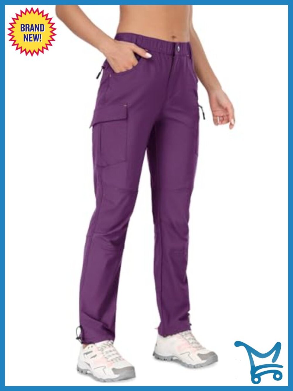 GymBrave Women's Hiking Cargo Pants Quick Dry UPF 50 Zipper Pockets